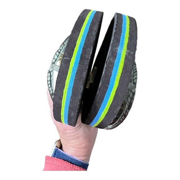 VERA BRADLEY Geometric Rubber Flip Flops~ Blue Green~Womens size L - Picture 4 of 7